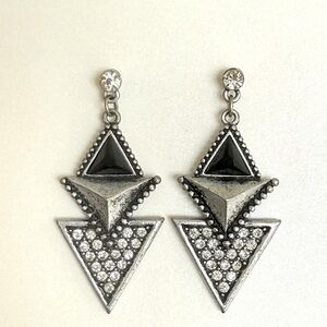 Geometric Black and Silver Earrings